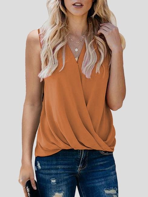 Solid V-neck Bottoming Ladies Small Vest - LuckyFash™