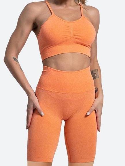 Sports Shorts Fitness Yoga Three-quarter Pants Seamless Bra 2-piece Suit - LuckyFash™