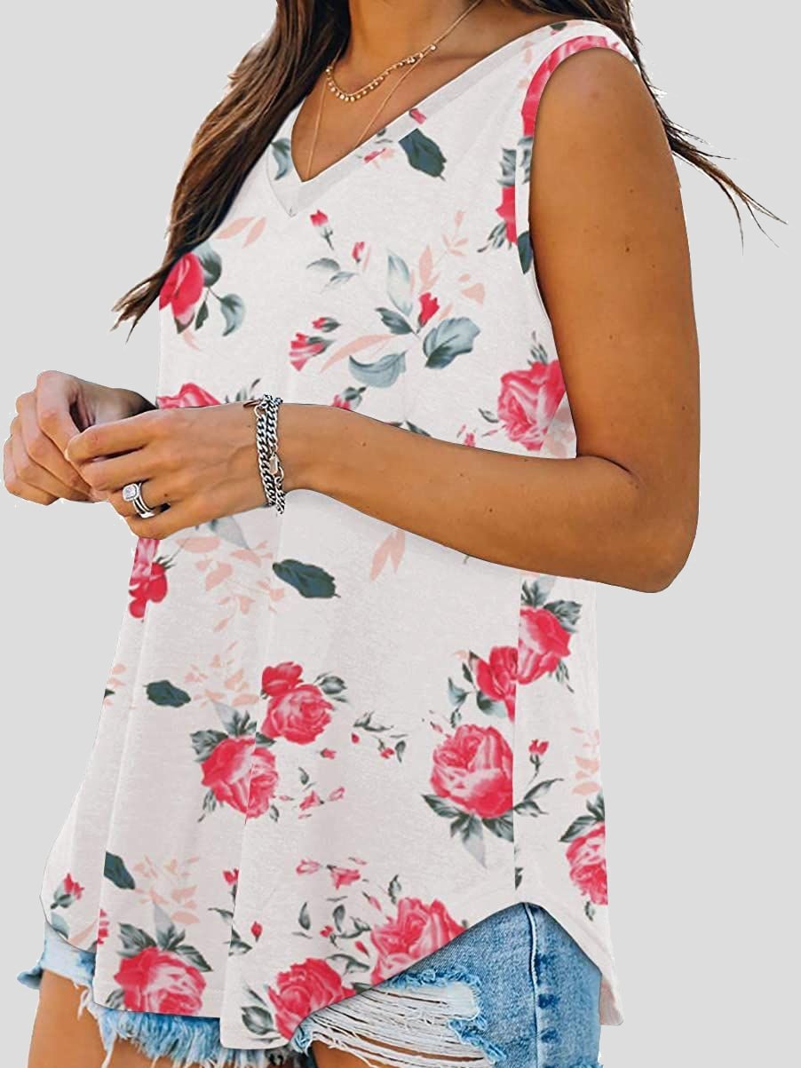 Summer Casual V-neck Flower/stripes Print Tank Top - LuckyFash™
