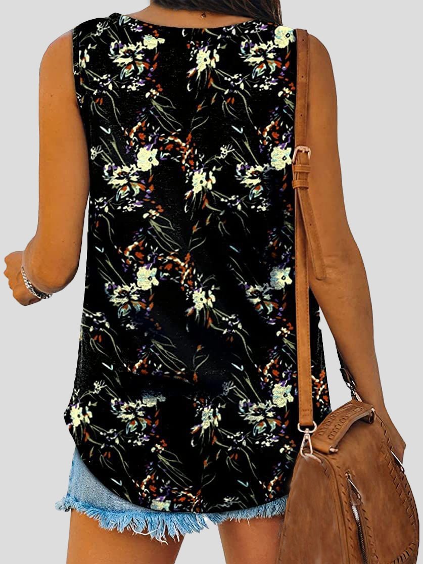 Summer Casual V-neck Flower/stripes Print Tank Top - LuckyFash™