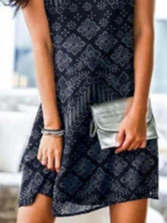 Summer Round Neck Open Back Printed Dress - LuckyFash™
