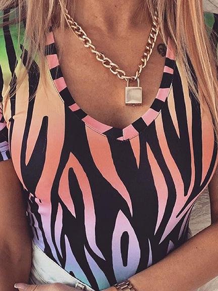 Summer V-neck Tie-dye Short-sleeved Top - LuckyFash™