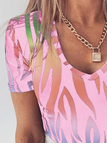 Summer V-neck Tie-dye Short-sleeved Top - LuckyFash™
