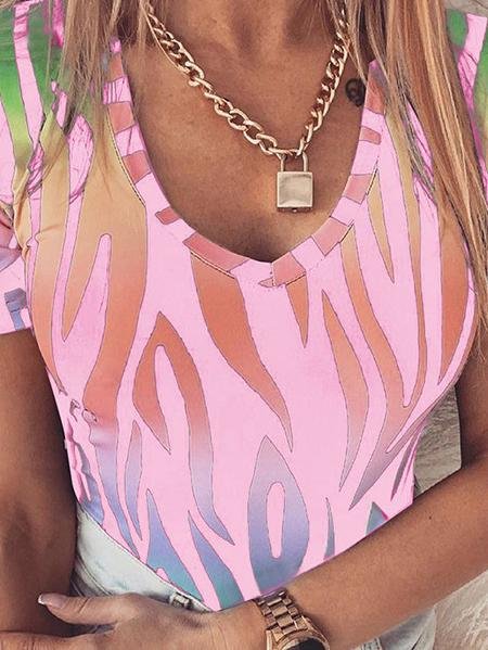 Summer V-neck Tie-dye Short-sleeved Top - LuckyFash™