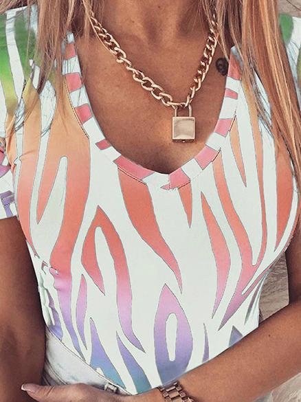 Summer V-neck Tie-dye Short-sleeved Top - LuckyFash™