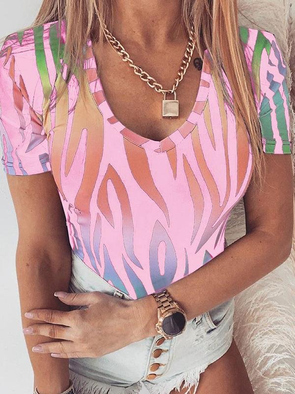 Summer V-neck Tie-dye Short-sleeved Top - LuckyFash™