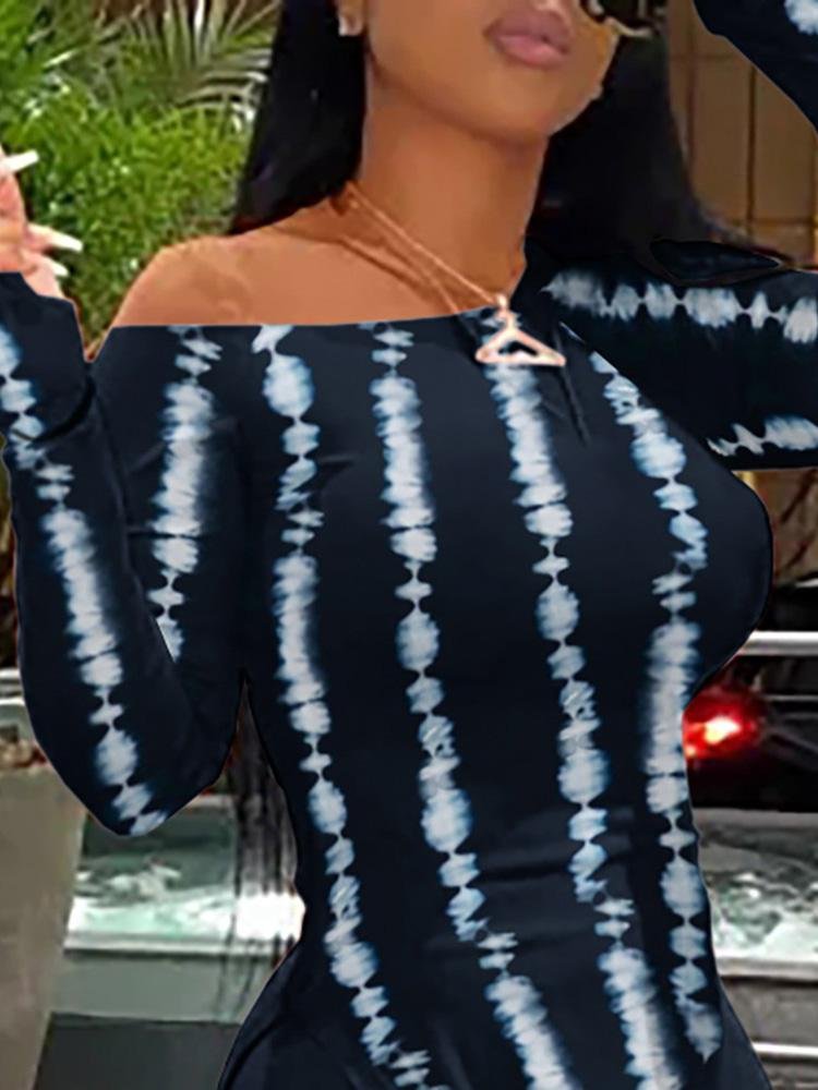 Tie Dye Print Slit Long Sleeve Top & Shorts Set - LuckyFash™