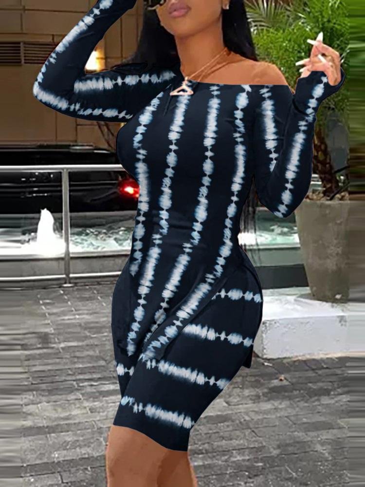 Tie Dye Print Slit Long Sleeve Top & Shorts Set - LuckyFash™