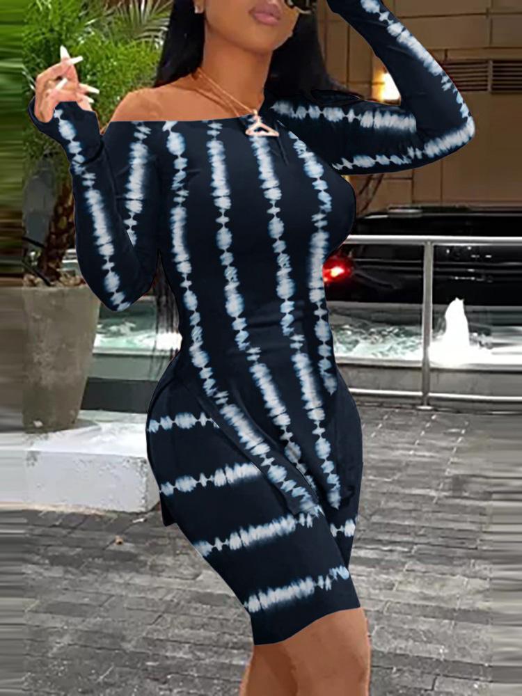 Tie Dye Print Slit Long Sleeve Top & Shorts Set - LuckyFash™