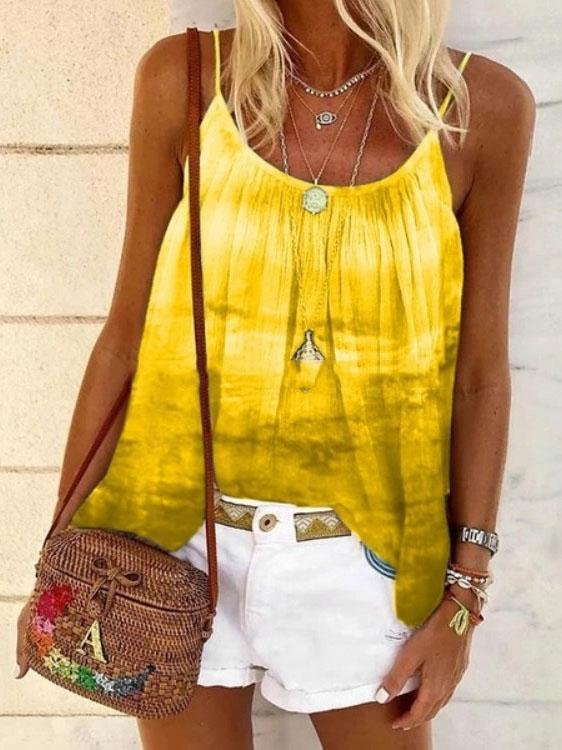 Tie-dyed Loose Pleated Camisole - LuckyFash™