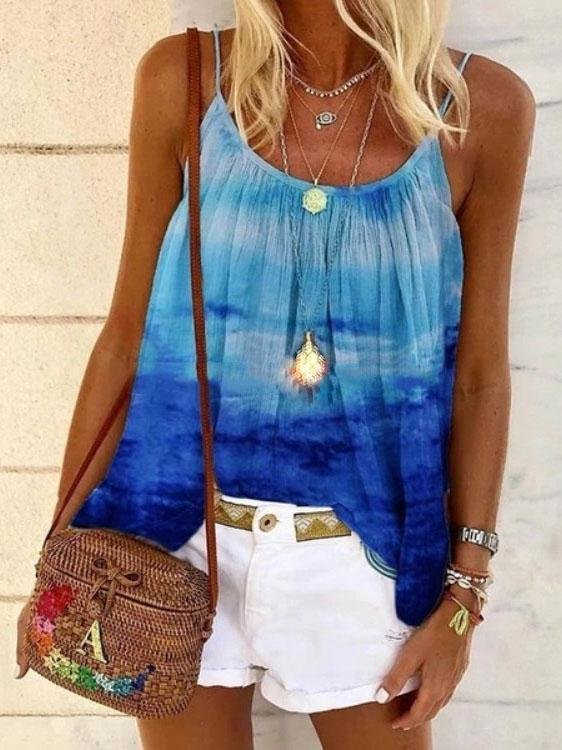 Tie-dyed Loose Pleated Camisole - LuckyFash™