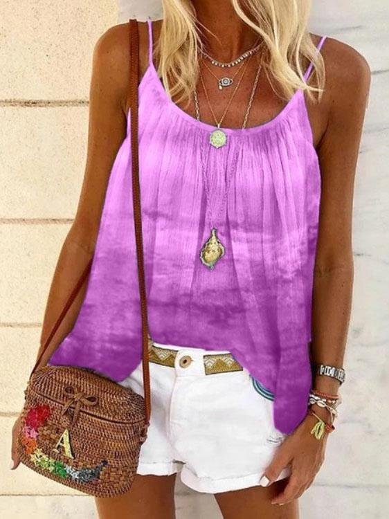 Tie-dyed Loose Pleated Camisole - LuckyFash™