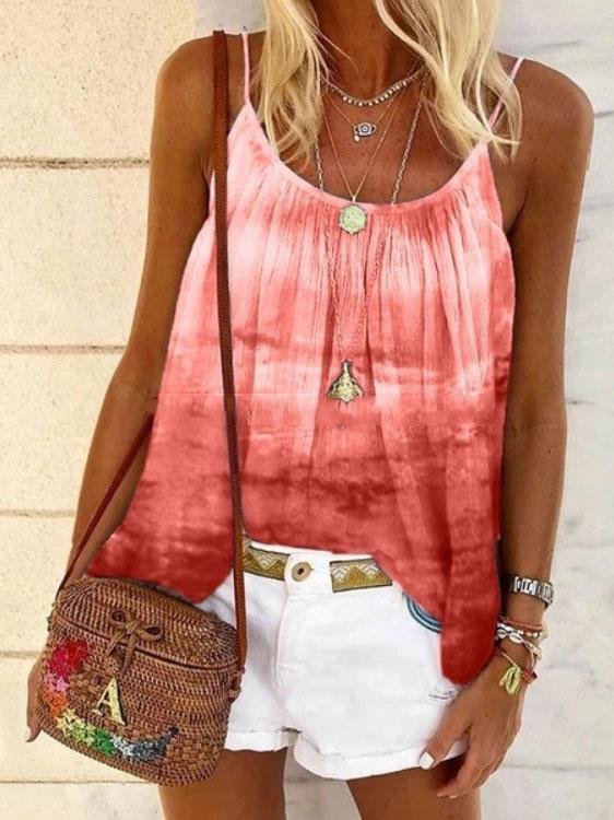 Tie-dyed Loose Pleated Camisole - LuckyFash™