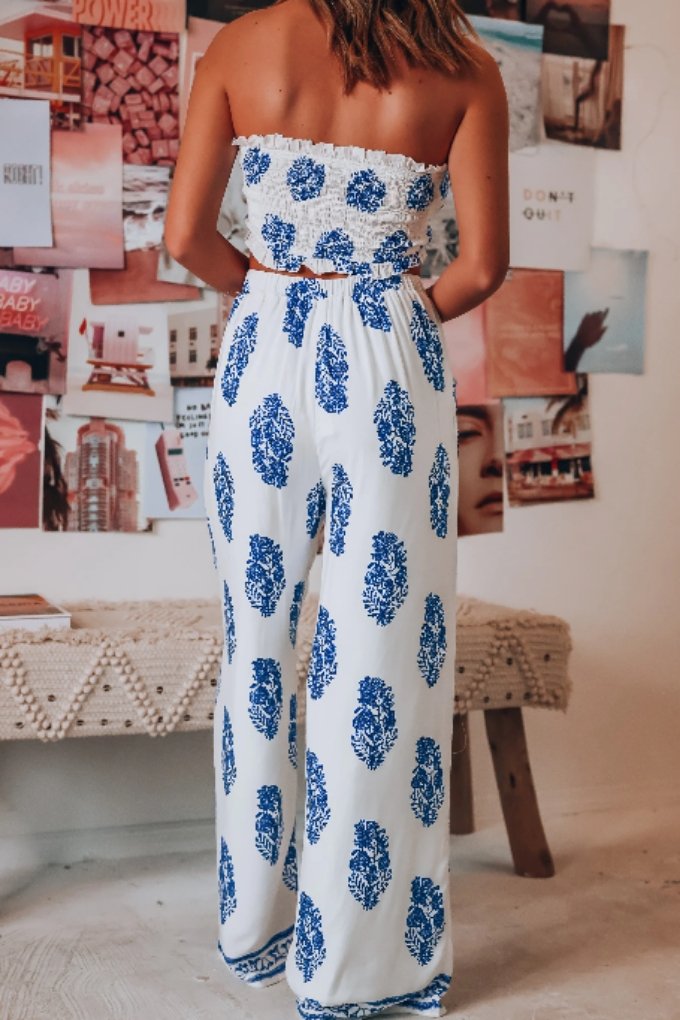 Two-Piece Printed Crop Top And Trousers - LuckyFash™