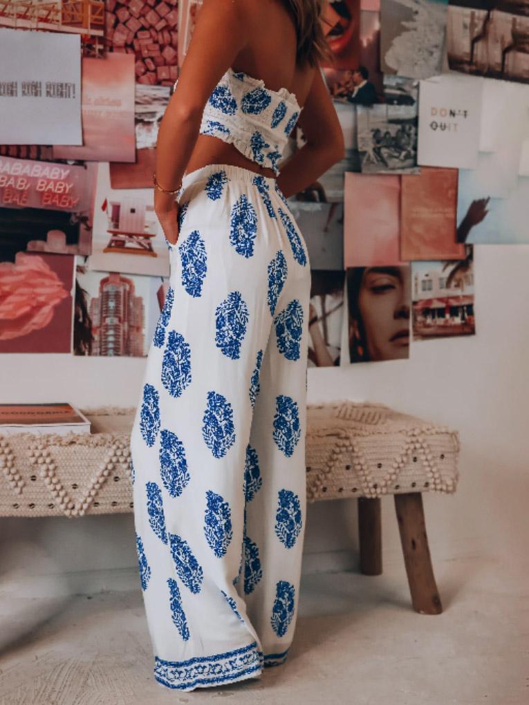Two-Piece Printed Crop Top And Trousers - LuckyFash™