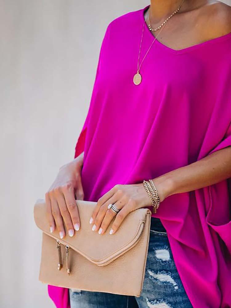 V Neck Oversized Casual Top - LuckyFash™