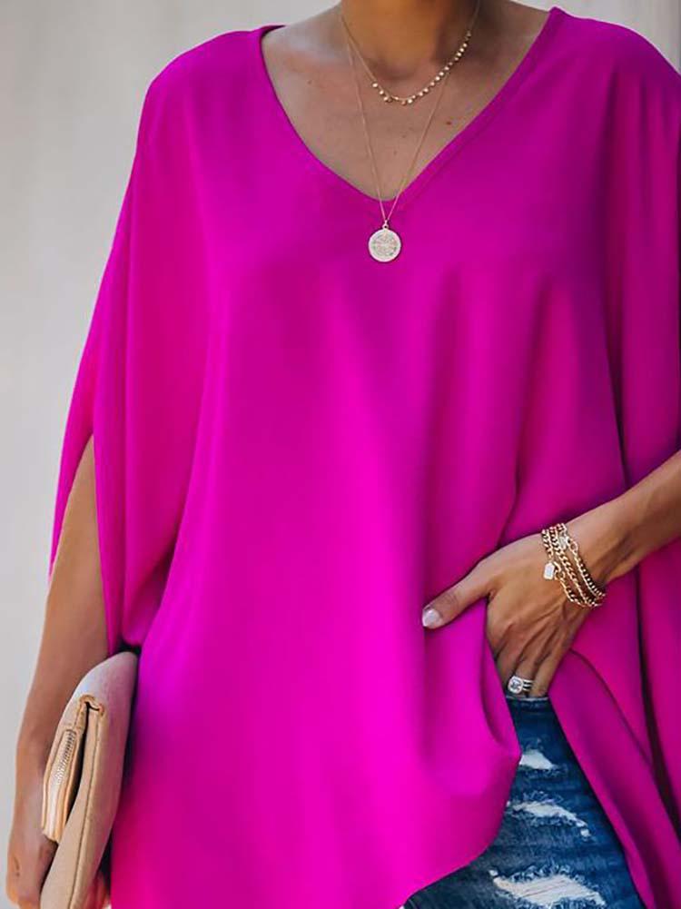 V Neck Oversized Casual Top - LuckyFash™