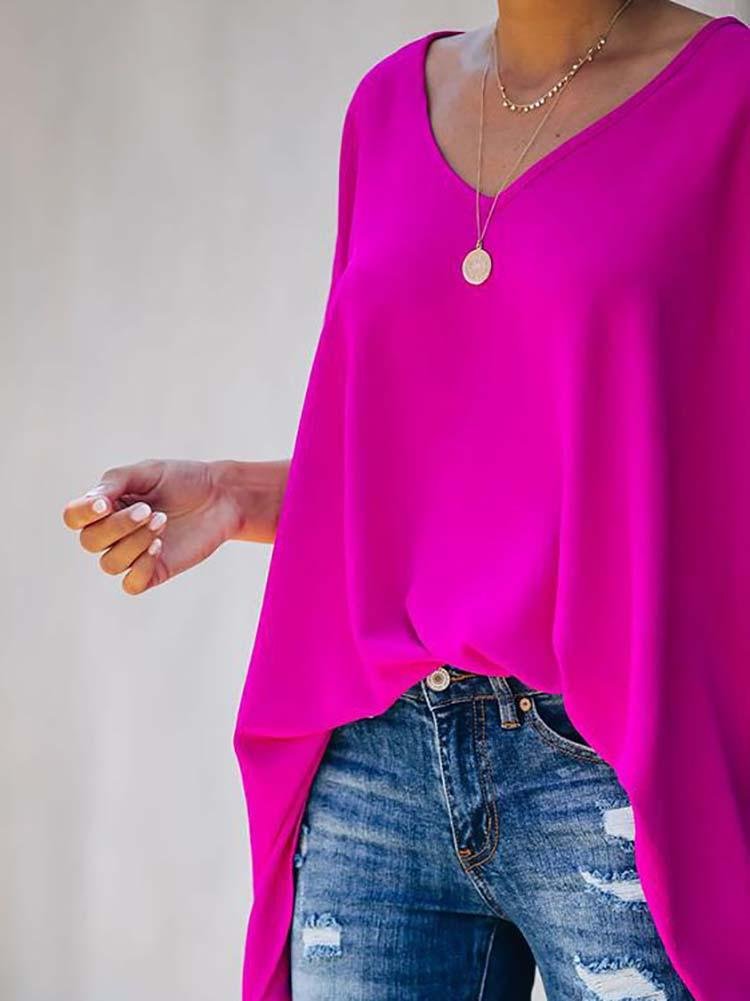 V Neck Oversized Casual Top - LuckyFash™