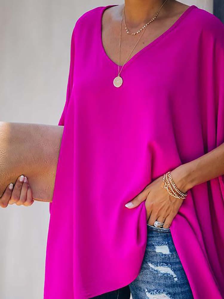 V Neck Oversized Casual Top - LuckyFash™