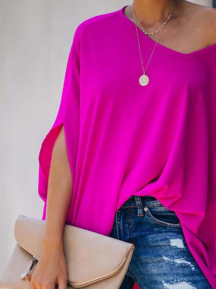V Neck Oversized Casual Top - LuckyFash™