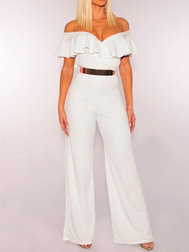 V-neck Ruffled High-waist Jumpsuit - LuckyFash™