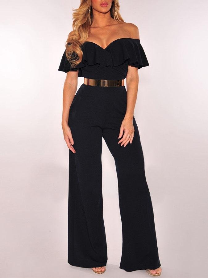 V-neck Ruffled High-waist Jumpsuit - LuckyFash™