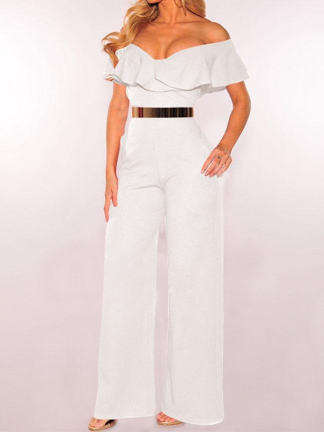 V-neck Ruffled High-waist Jumpsuit - LuckyFash™