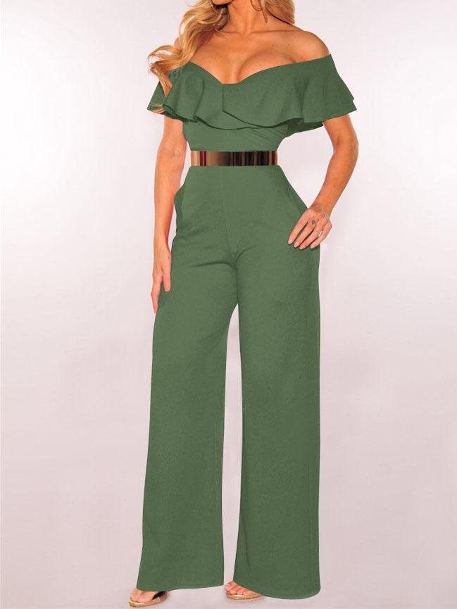 V-neck Ruffled High-waist Jumpsuit - LuckyFash™