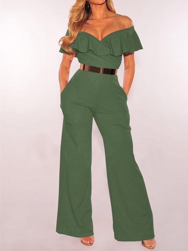 V-neck Ruffled High-waist Jumpsuit - LuckyFash™