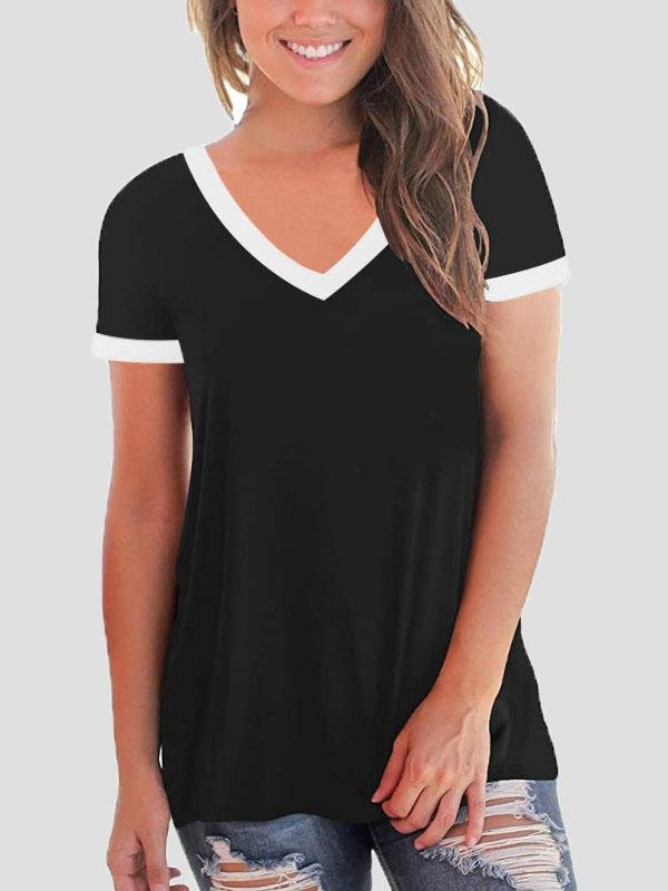 V-neck Short Sleeve Casual T-shirts - LuckyFash™