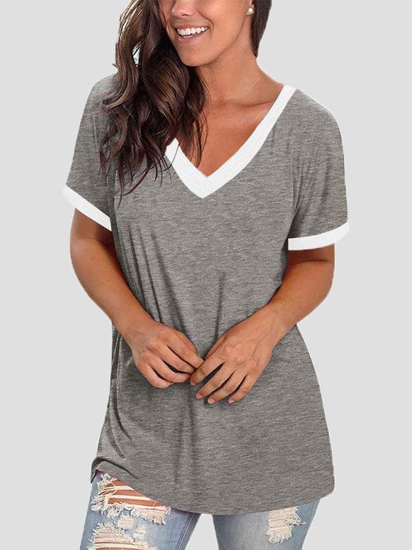 V-neck Short Sleeve Casual T-shirts - LuckyFash™