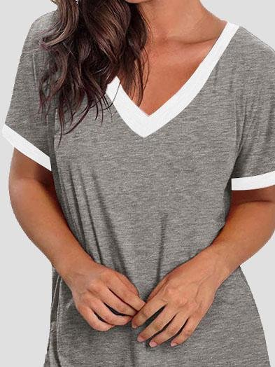 V-neck Short Sleeve Casual T-shirts - LuckyFash™