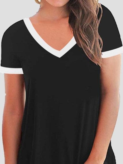 V-neck Short Sleeve Casual T-shirts - LuckyFash™
