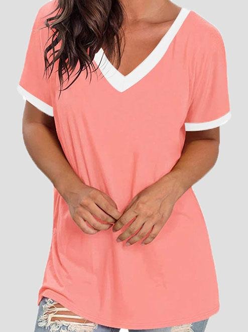 V-neck Short Sleeve Casual T-shirts - LuckyFash™
