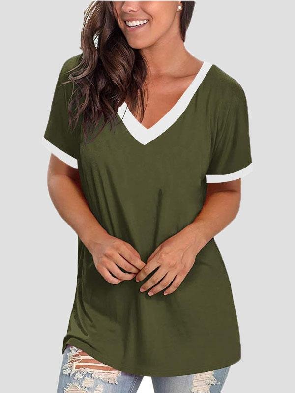 V-neck Short Sleeve Casual T-shirts - LuckyFash™