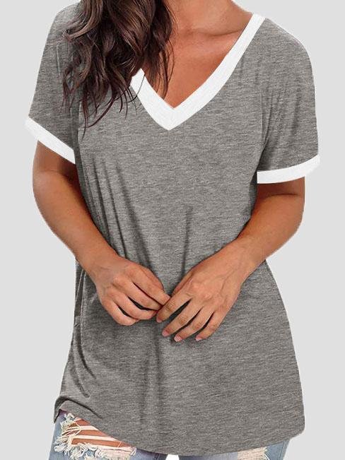 V-neck Short Sleeve Casual T-shirts - LuckyFash™