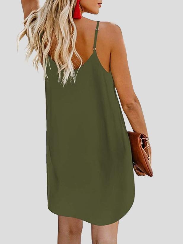 V-neck Single-breasted Sleeveless Suspender Dress - LuckyFash™