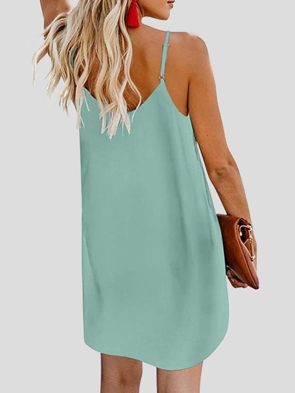 V-neck Single-breasted Sleeveless Suspender Dress - LuckyFash™