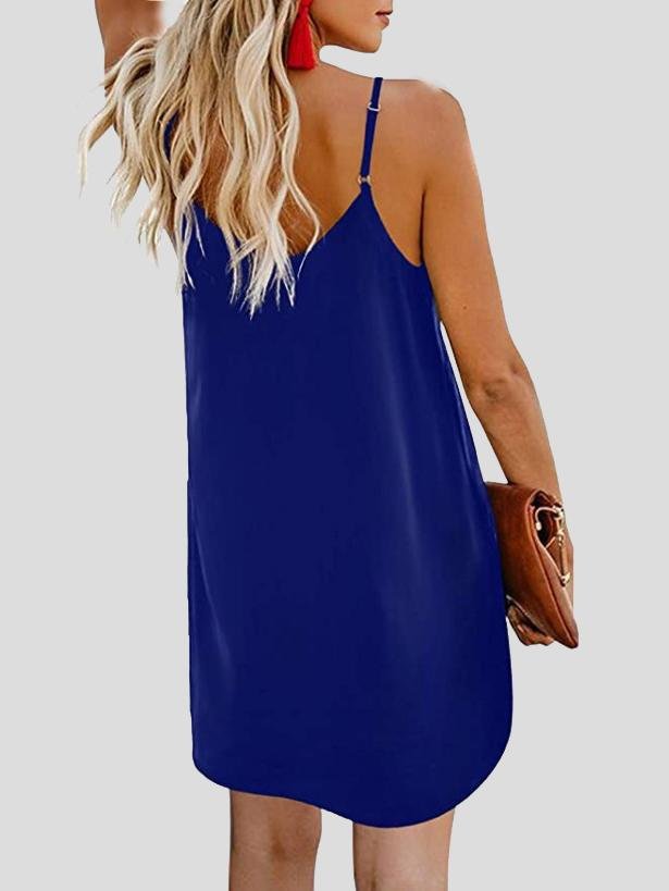 V-neck Single-breasted Sleeveless Suspender Dress - LuckyFash™