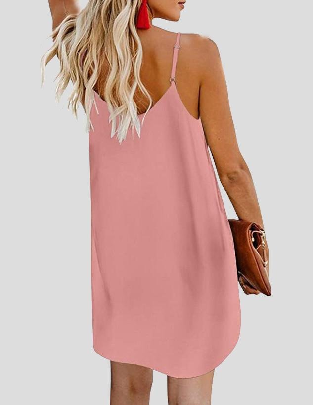 V-neck Single-breasted Sleeveless Suspender Dress - LuckyFash™