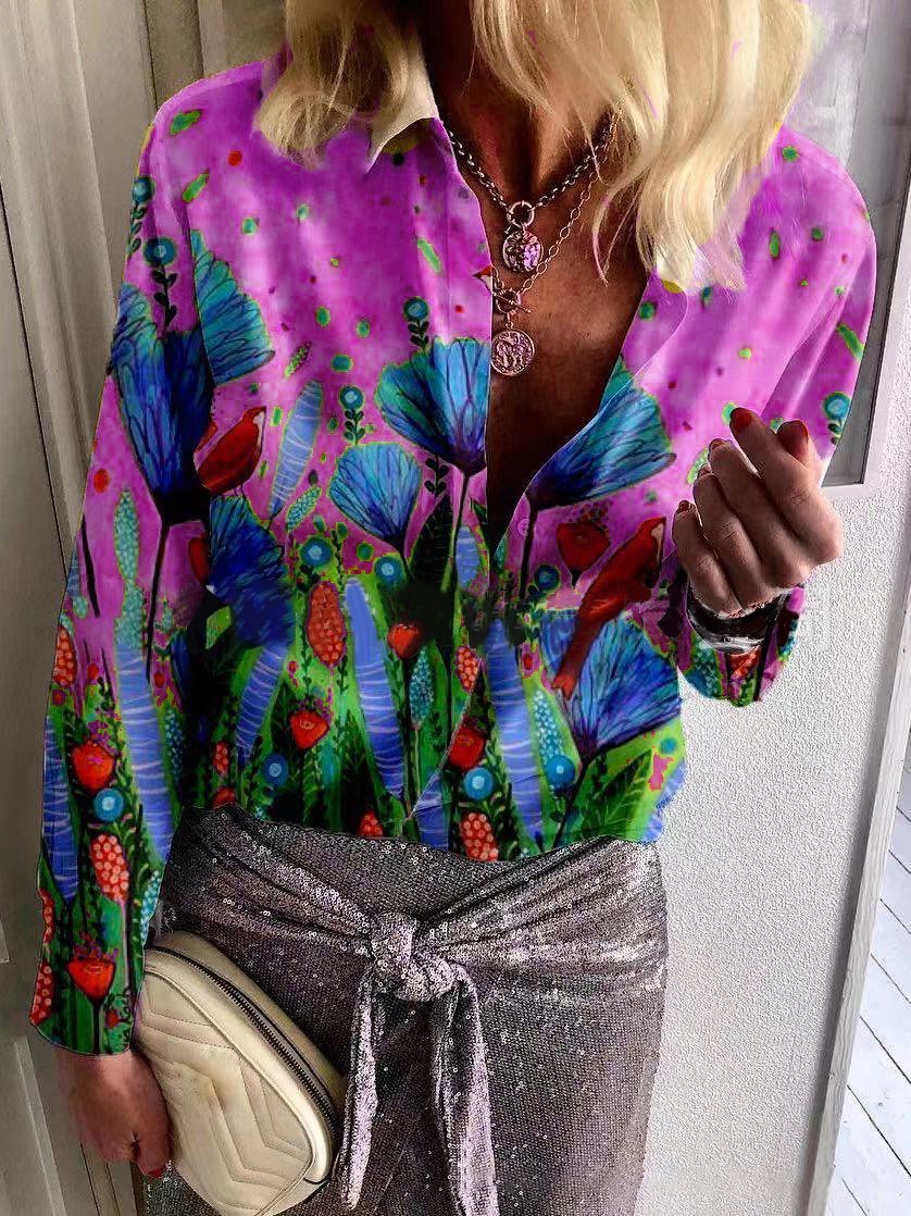 Vacation Style Casual Printed Long-sleeved Shirt - LuckyFash™