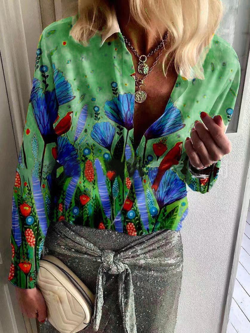 Vacation Style Casual Printed Long-sleeved Shirt - LuckyFash™