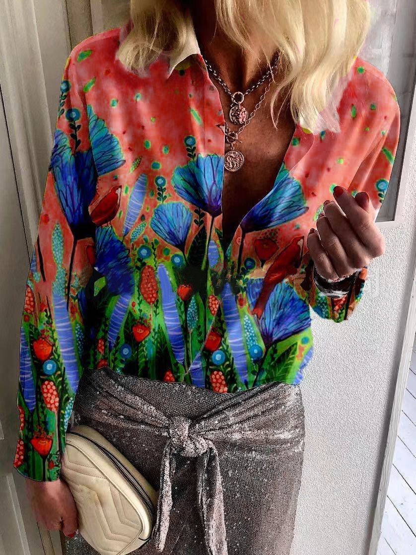 Vacation Style Casual Printed Long-sleeved Shirt - LuckyFash™