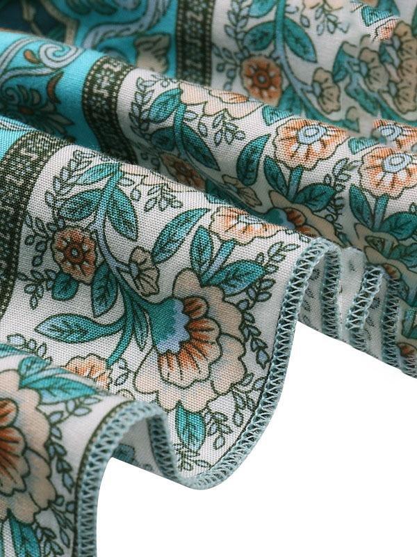 Women Casual Deep V Neck Sling Floral Print Dress - LuckyFash™