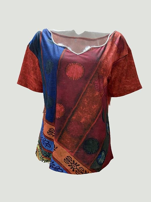 Women Graphic Printed V Neck Short Sleeve T-shirts - LuckyFash™