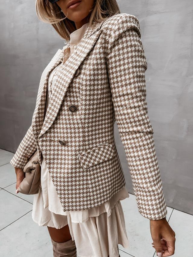 Women's Blazers Lapel Check Pocket Button Blazer - LuckyFash™