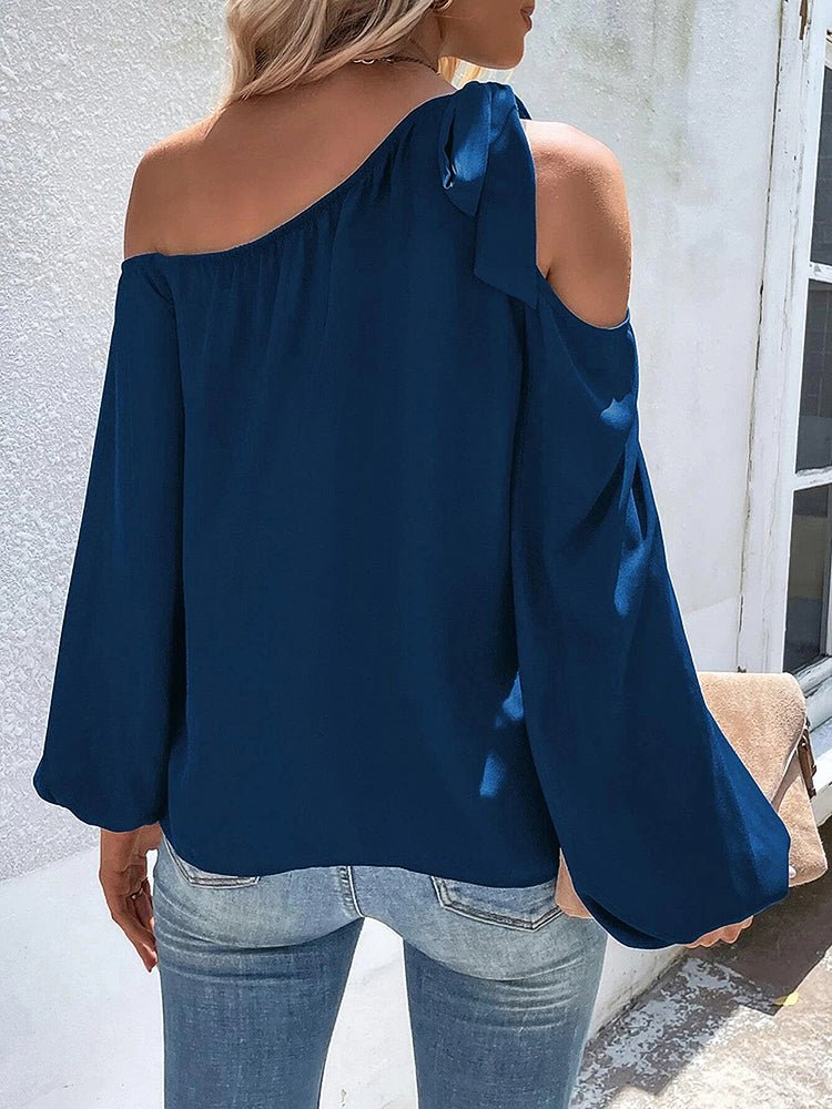 Blouses Chiffon Temperament Off Shoulder Tie Loose Blouse - LuckyFash™
