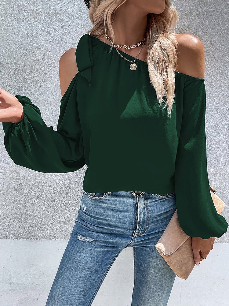 Blouses Chiffon Temperament Off Shoulder Tie Loose Blouse - LuckyFash™