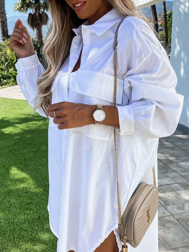 Women's Blouses Irregular Lapel Long Sleeve Long Blouses - LuckyFash™