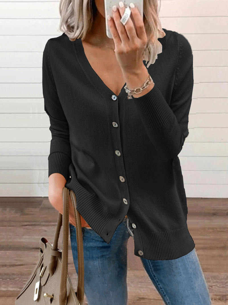Women's Cardigan Loose V-Neck Long Sleeve Knitted Cardigan - LuckyFash™